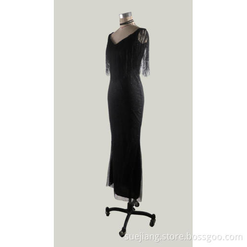 Sexy Lady Black Long Shoulder Off Mermaid Dress